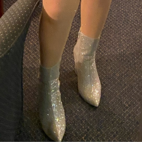 Rhinestone Block Heel Booties - Silver (Ardene) - Picture 5 of 5